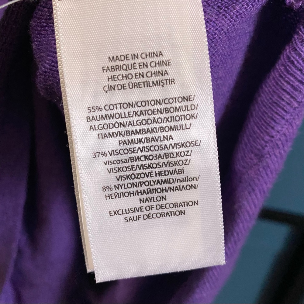 Polo by Ralph Lauren Vneck Cotton Sweatshirt Long Sleeve Pullover Purple Size M - Picture 6 of 6